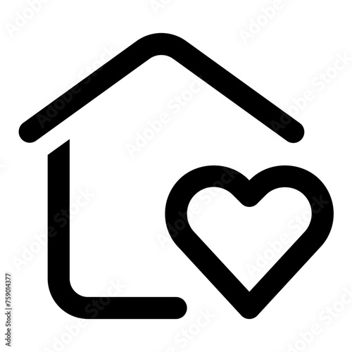 Home love icon in outline style. Simple house heart vector illustration — pixel-perfect icon.