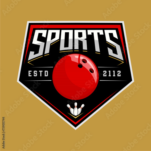 professional bowling club badge logo design