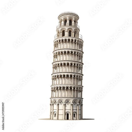 pisa tower italia isolated on white photo