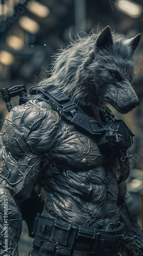 Wolf Werewolf Warrior Cyborg Cyberpunk Cinematic Concept Art Fantasy character V1 37