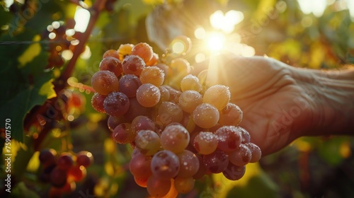 Handpicking Grapes in Vineyard Background Template for Business Presentation 16:9 Good Vibes Lifestyle