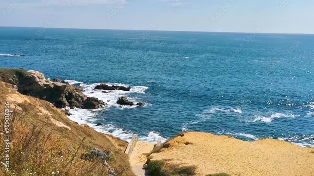 Beautiful rocks cliffs view waves at beach coast panorama Mexico. Beautiful rocks cliffs view waves at beach coast panorama Mexico.