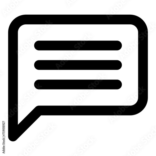 Chat text icon in outline style. Simple speech bubble vector illustration — pixel-perfect icon.