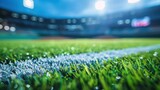 Baseball pitch on green field at brightly outdoor stadium background. AI generated image