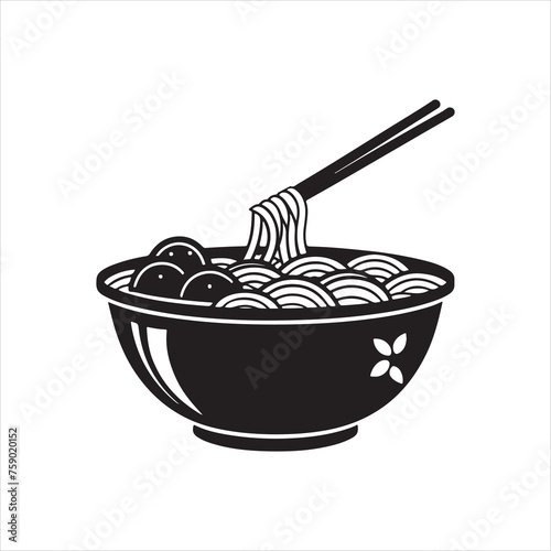 noodle's silhouettes ,Ramen noodle soup bowl silhouettes, 