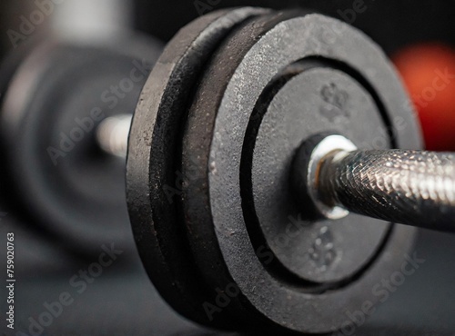 Gym equipment for weightlifting during training. 