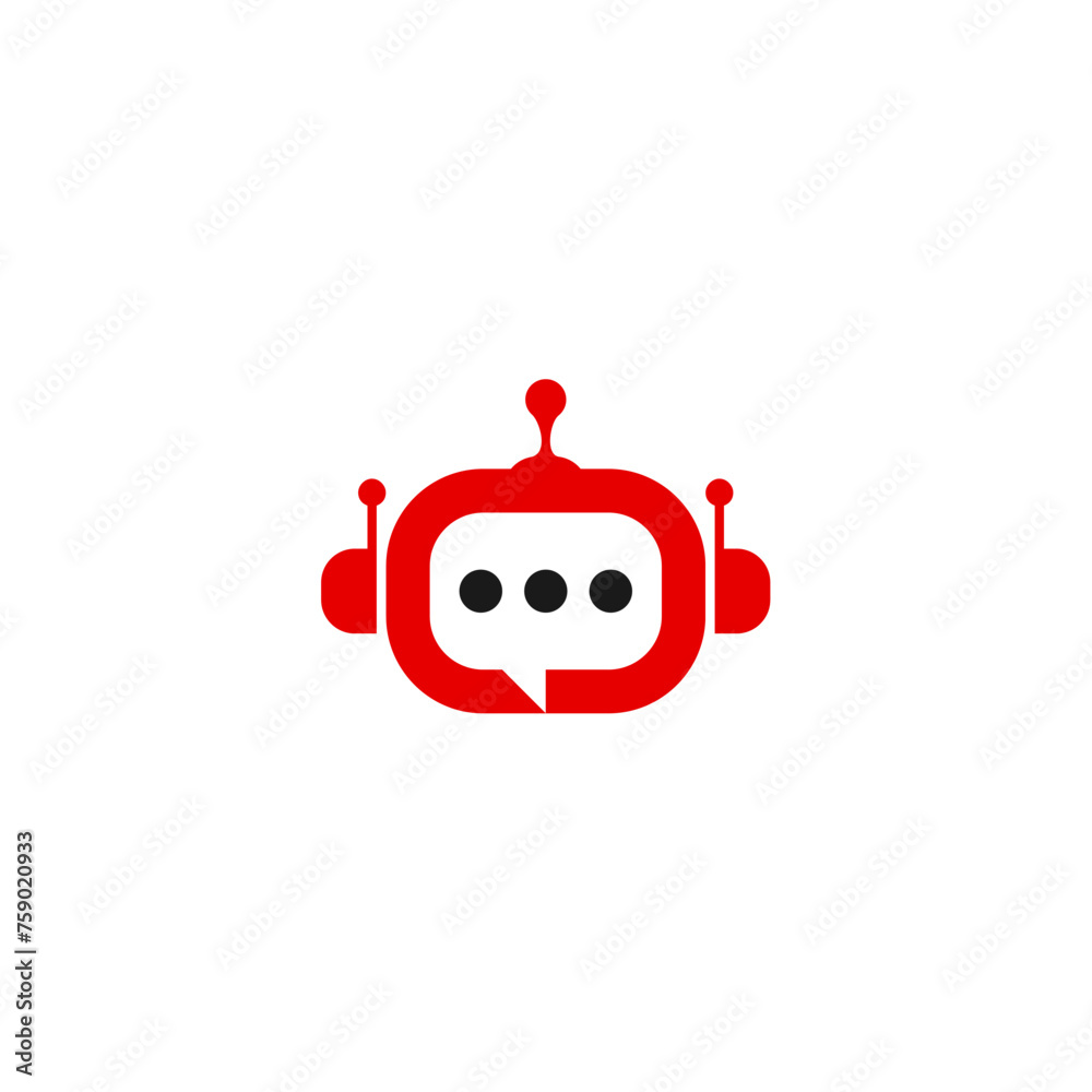 Fototapeta premium combination of robot and chat logo design