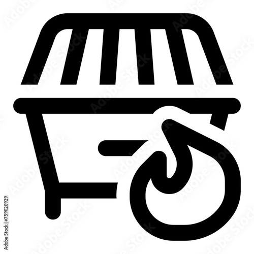 Dumpster fire icon in outline style. Simple trash bin vector illustration — pixel-perfect icon.