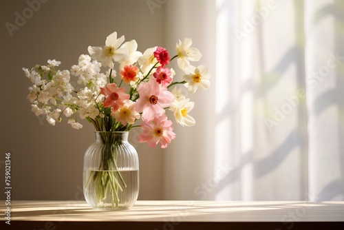 Embrace the simplicity of springtime still life with a bokeh background of freshly picked wildflowers in a vase © Tor Gilje