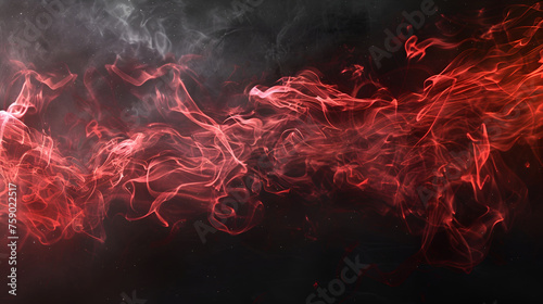 Red smoke on a black background. Background from the smoke of vape, Colorful smoke close-up on a black background