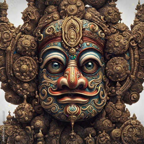 A traditional art of face mask, ofter worshiped as rural demigod 