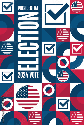 Presidential election 2024. Template for background, banner, poster with text inscription. Vector EPS10 illustration.