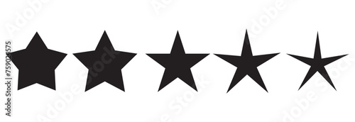 Five 5 Black Stars Icon Product Quality Review Symbol. Vector Image. eps10