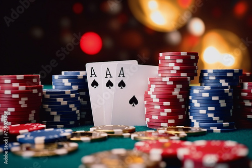 Luxurious restaurant casino las vegas vip night Generative AI poker slots cards roulette players gamers.