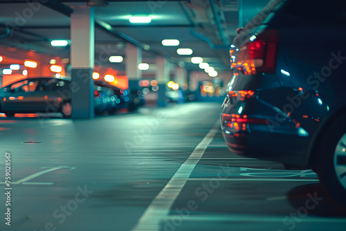 geparkte Autos in einer Tiefgarage, Parkplatz, erstellt mit generativer KI