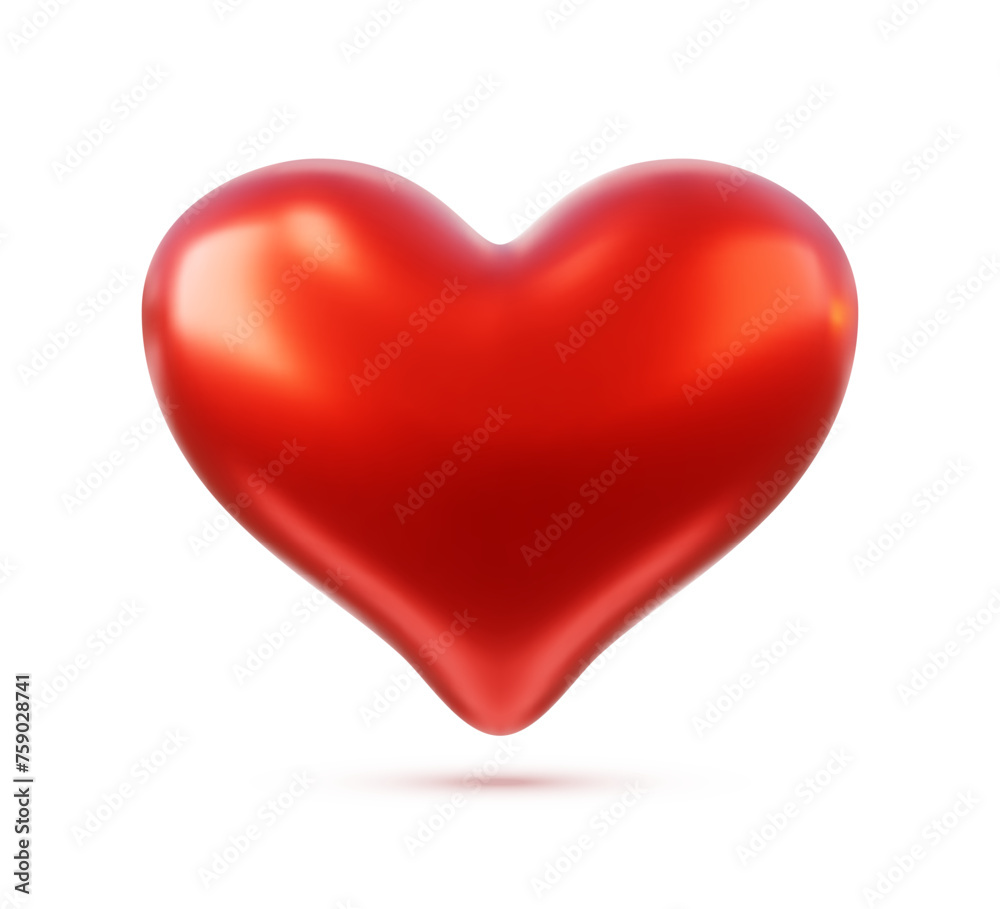 Big Red Heart Isolated On White Background. Vector Illustration