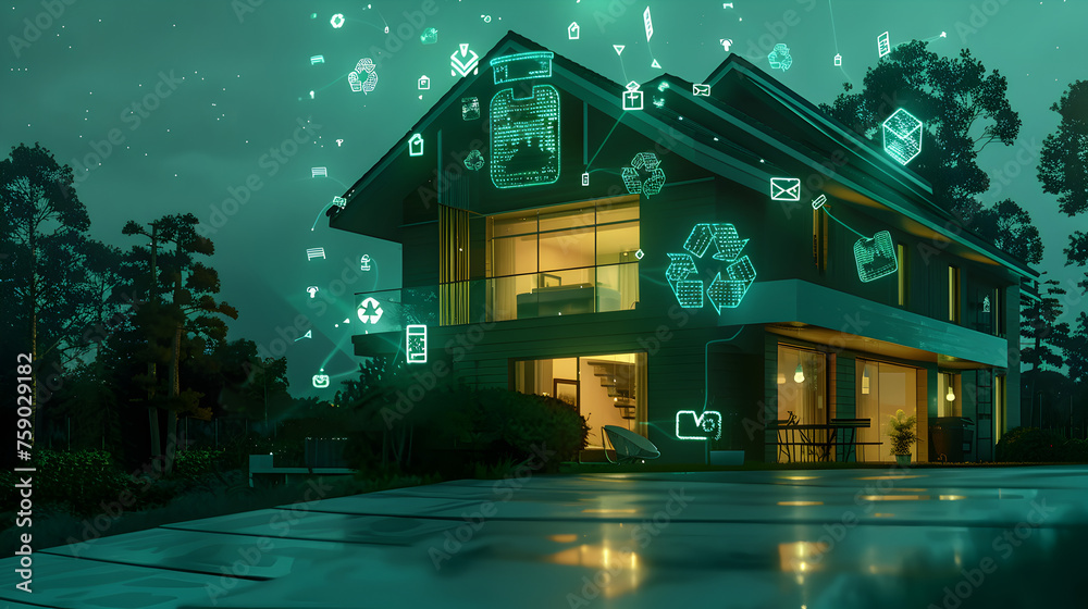 Picture of An eco - conscious house with a smart waste management system ...