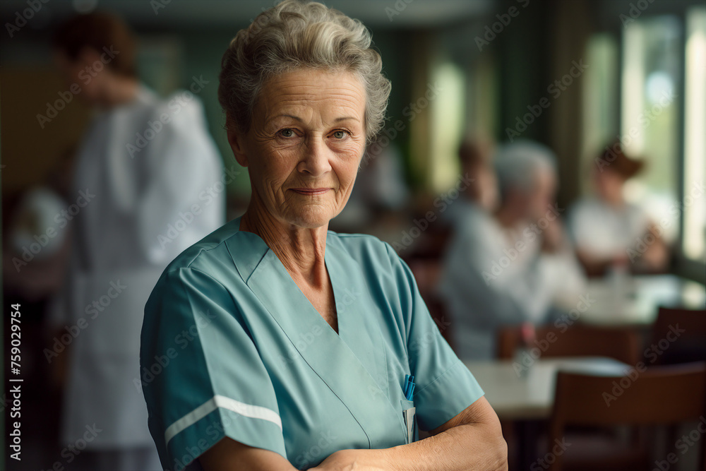 AI generated image of mature person on rehabilitation care and volunteer in disability nursing home AI generated image of mature person on rehabilitation care and volunteer in disability nursing home