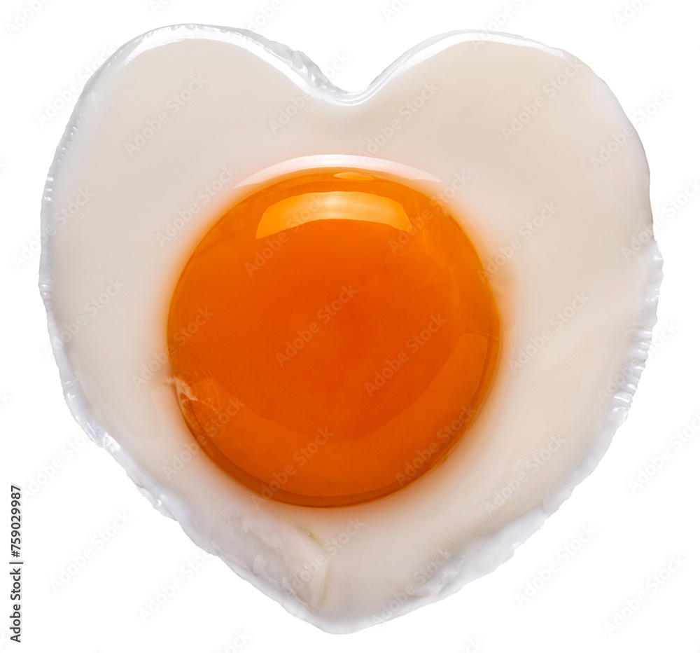A freshly cooked fried egg in the shape of an heart