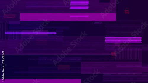 Abstract Cyberpunk Purple Glitch Background. Abstract Noise Effect, Error Video Damage, Stylized Data Corrupted Lines. Vector illustration.