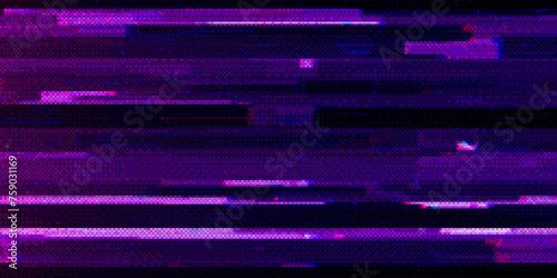 Abstract Cyberpunk Purple Glitch Background. Abstract Noise Effect, Error Video Damage, Stylized Data Corrupted Lines. Vector illustration.