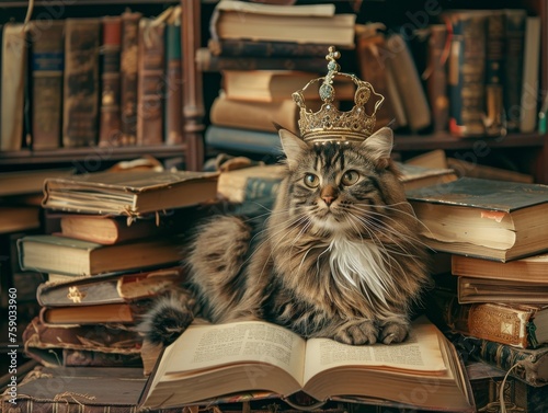 A cat wearing a crown