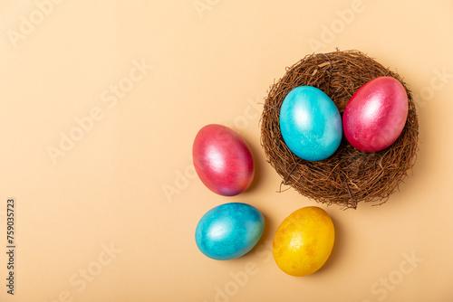Wall Mural Easter eggs on a bright background
