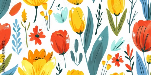 beautiful spring and summer flowers background