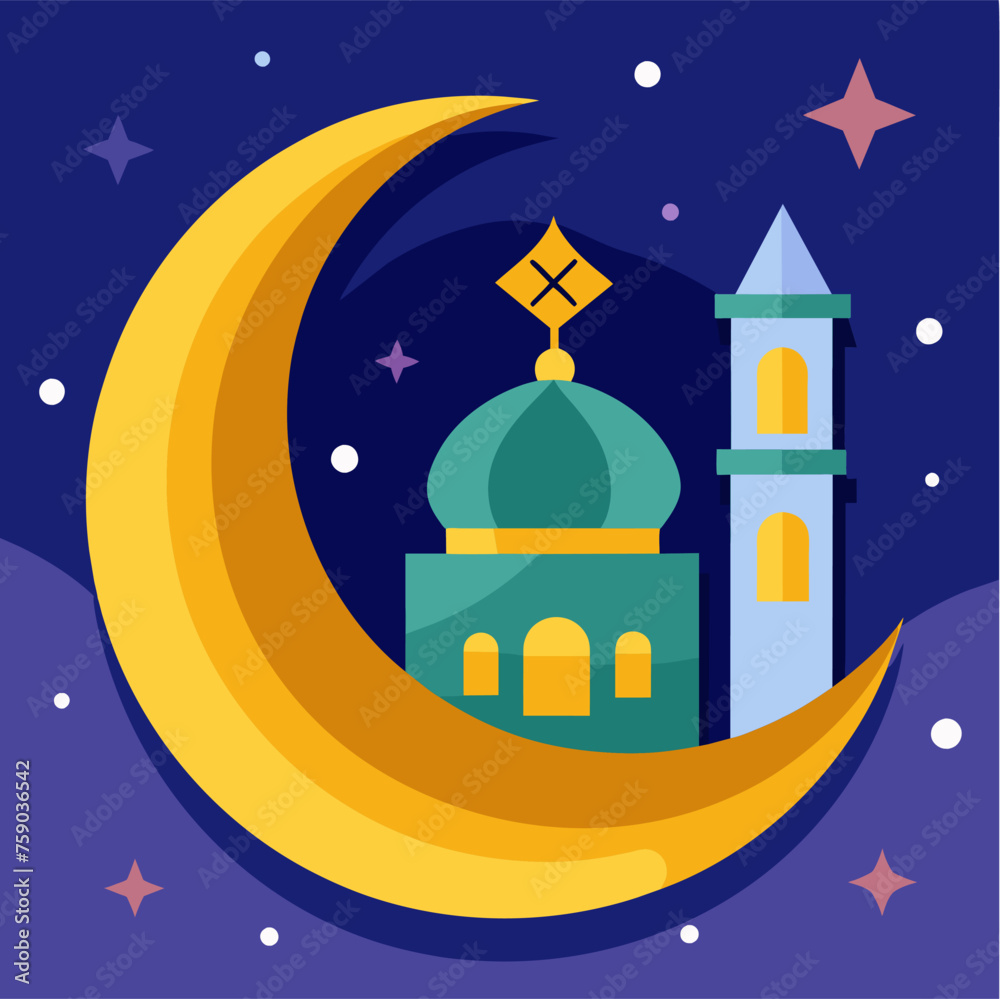 ramadan-mubarak (2).epsMosque Ramadan Moon