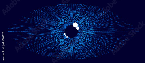 Digital Eye. Computer Vision AI Concept. Abstract Science Technology Illustration. Technology Big Data Neural Network Background Concept. Vector Illustration.