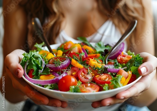 Beautiful Woman Having A Healthy Meal stock photo