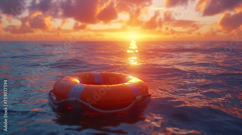 a life preserver floating on water