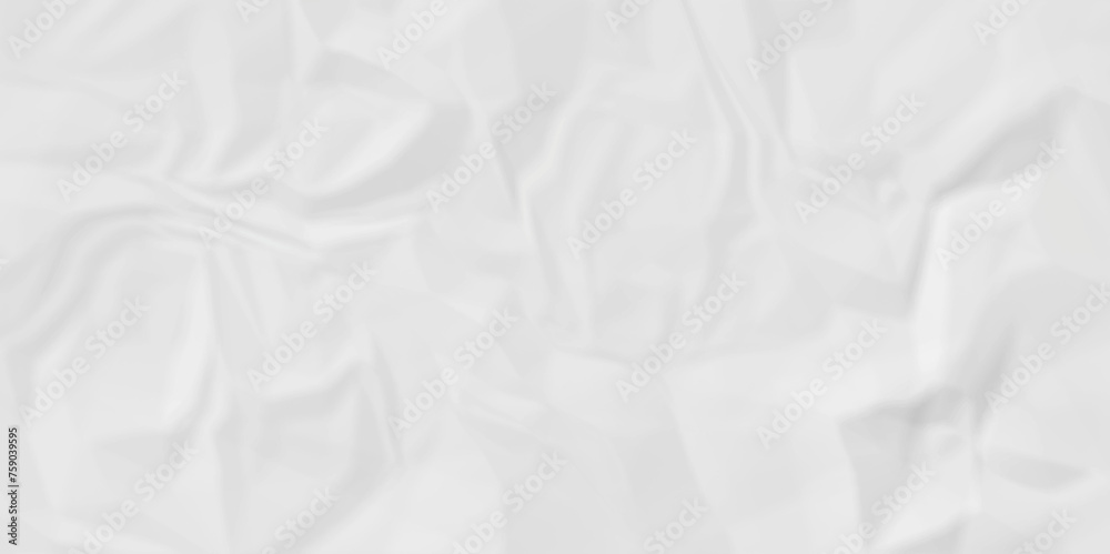 Fototapeta premium White wrinkly backdrop paper background. panorama grunge wrinkly paper texture background, crumpled pattern texture. White paper crumpled texture. white fabric crushed textured crumpled.