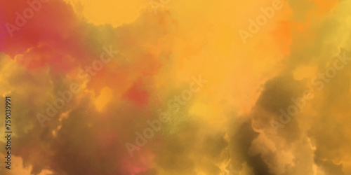 Watercolor red orange painted background. Orange sun clouds background. Red and orange watercolor background. Colorful grunge texture