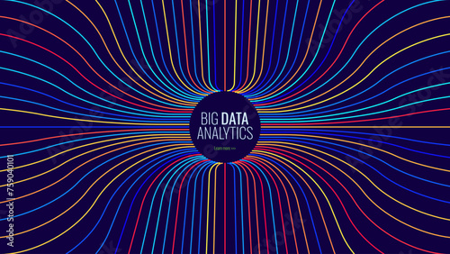 BIG DATA Machine Learning Algorithms. Data Sorting Colorful Graph. Computer Science Concept. Big Data Analytics Stream. Information Classification. Vector Illustration.