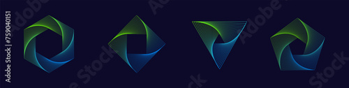 Dynamic Geometric Shapes Hexagon Rhombus Square Triangle Ngon Polygon. Abstract Modern Graphic Design Elements. Colorful Gradient Blend Designs. Creative Vector Illustration.