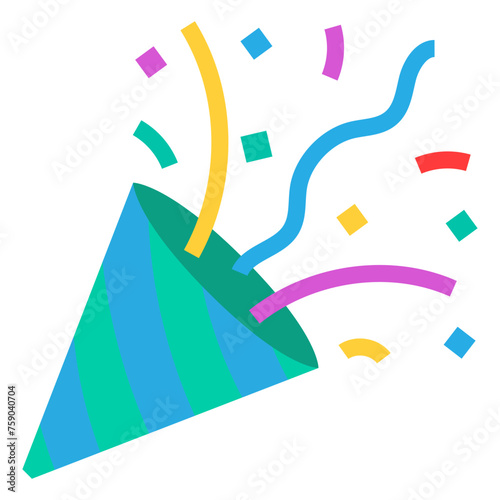 green and blue party popper flat style illustration
