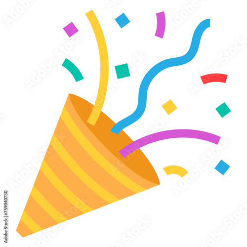yellow party popper flat style illustration