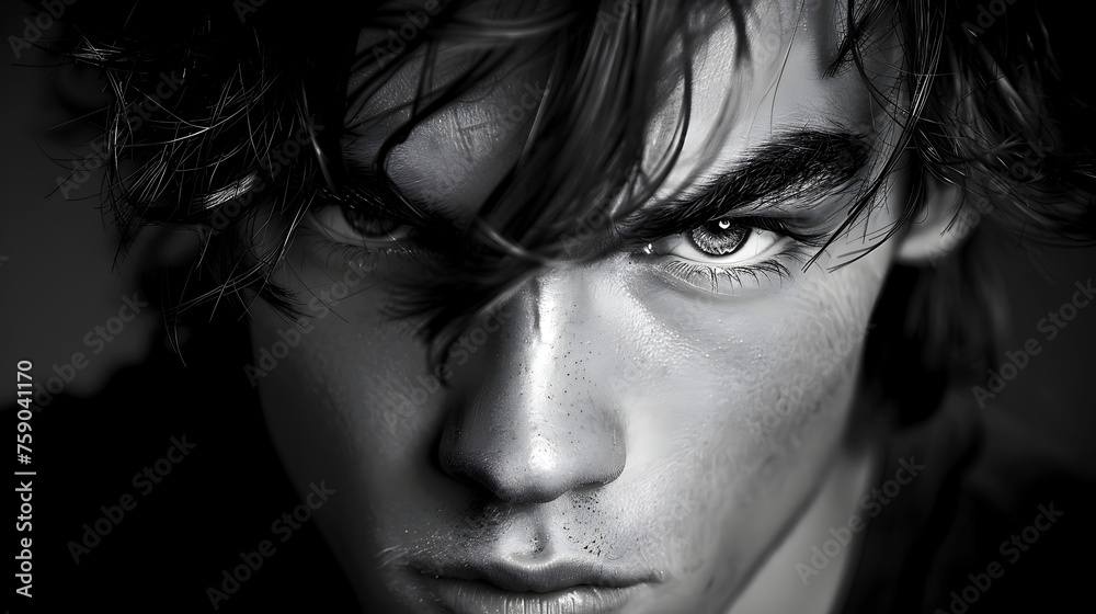 Close-up of beautiful eyes of a man with intense gaze Close-up of beautiful eyes of a man with intense gaze