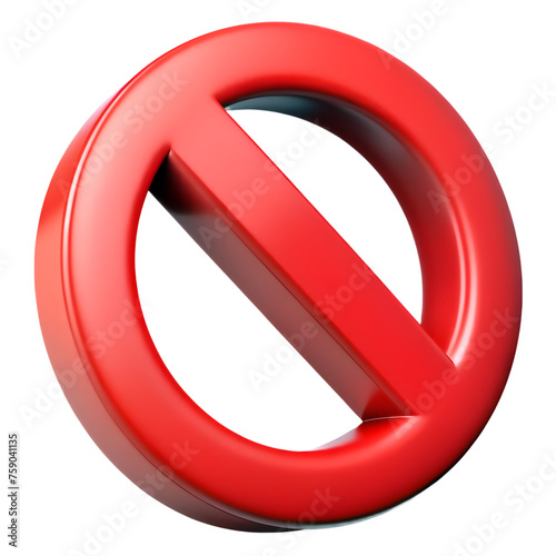3d red prohibited sign no icon warning stop symbol isolated on transparent png background