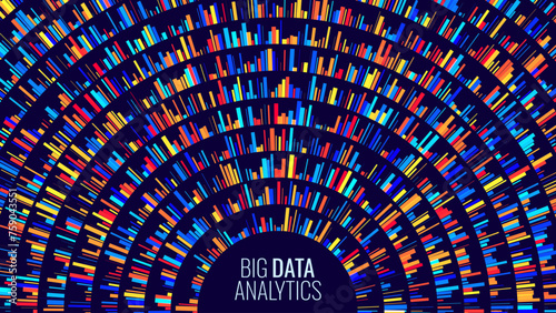Circular Big Data Graph. DNA Test Infographic. Genome Sequence Map. Chromosome Architecture, Molecule Sequencing Chart. Genetic Science and Technology Concept. Vector Illustration Background.