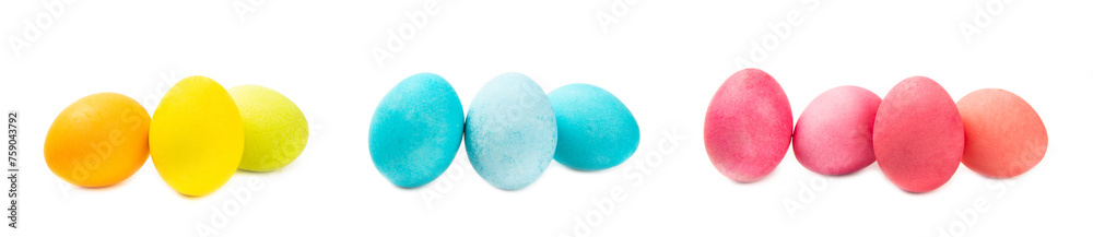 Easter eggs isolated on a white background. Handmade colorful Easter eggs. Easter celebration concept. Easter eggs isolated on a white background. Handmade colorful Easter eggs. Easter celebration concept.