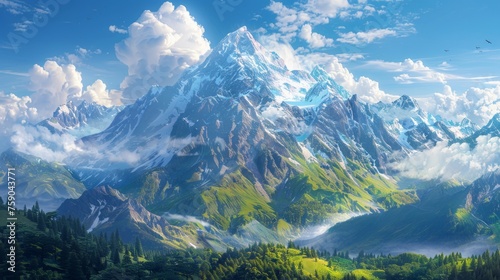 Image mountain range landscape Designed for wallpaper  background.