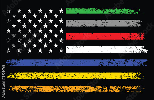 Symbol Of Corrections, Police, Firefighter, EMS, Dispatchers, Military Illustration For Logo, T Shirt, Poster, Card, Banner Etc.