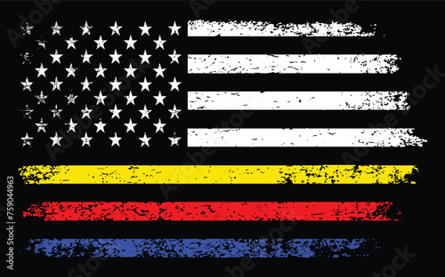 American Dispatchers, Firefighter, Police Flag Vector