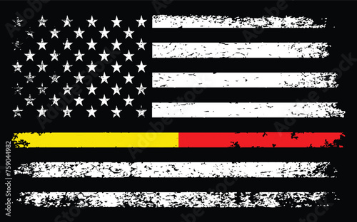 Thin Yellow Line And Red Line Flag Vector