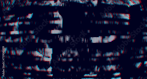 Colorful Glitch Screen Effect Background. Abstract Digital Pixel Dots Noise Glitch Error. VHS CRT Overlay Effect. Video Damage Overlay Background. Vector Illustration.