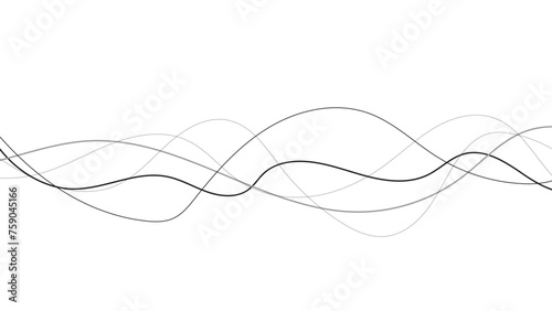 Thin line wavy abstract vector background. Curve wave seamless pattern. Abstract dynamic curve stroke. Simple striped graphic template. Design element. Vector illustration isolated on white background