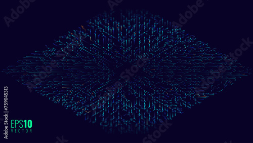 Digital Eye. Data Network Cyber Security Technology. Internet Secure Surveillance Identification. Digital Circuit Board Eyeball Safety Scanner Concept. Vector Illustration.