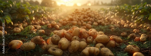a pile of potatoes in a field